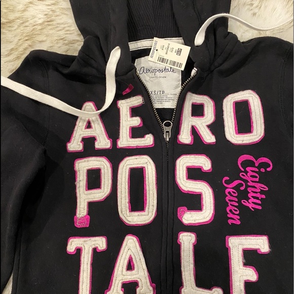 Aeropostale Black Sweater Black ✨ Full Zip Hoodie size xs - Picture 3 of 3